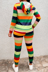 Ensemble sweat à capuche et jogging à cordon de serrage multicolore